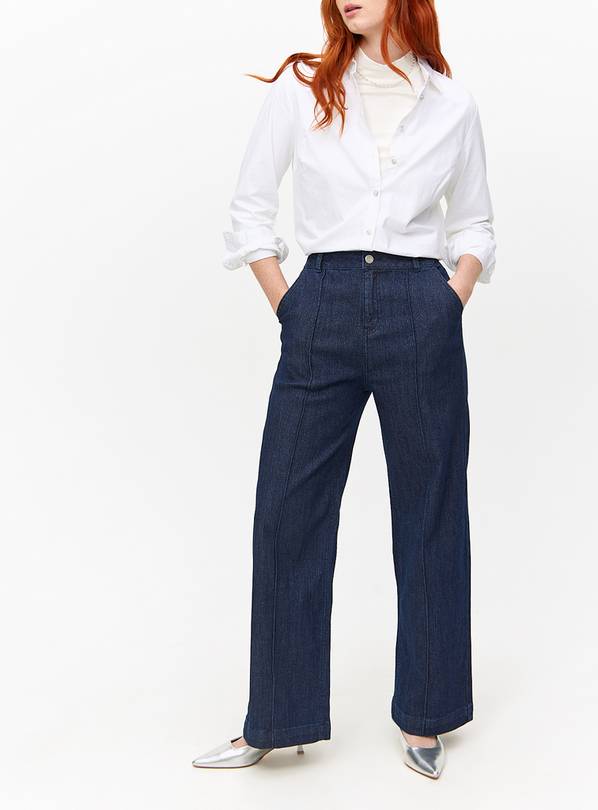 Indigo Wash Sparkle Wide Leg Denim Jeans 14L